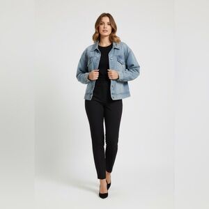 Jessica Simpson denim crop jacket with rhinestone accents on front top 2X NWT